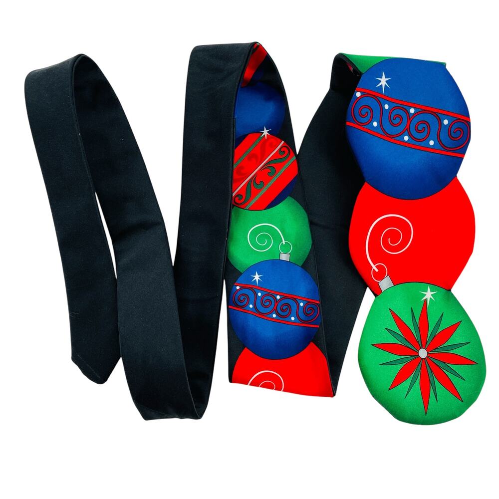 Holidays Christmas Red Green Ornament Colorful Novelty Fun Festive Mens Tie